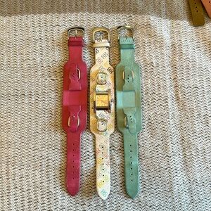 Set of three Guess Leather Watch bands.